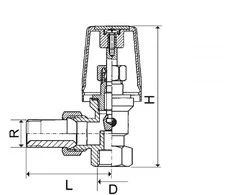 KFA 1 / 2 "750- 160- 15 kampinis radiatoriaus vožtuvas