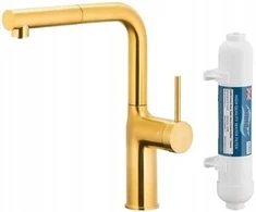KFA virtuvinis maišytuvas KFA virtuvinis maišytuvas su vandens filtravimo funkcija ir ištraukiamu snapeliu „Duero Pure Move Pull-Out“ + „Hydro+“ filtru, šlifuoto aukso spalvos 6623-422-31