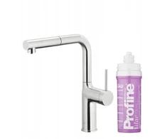 KFA virtuvinis maišytuvas KFA virtuvinis maišytuvas su vandens filtravimo funkcija ir ištraukiamu snapeliu „Duero Pure Move Pull-Out“ + „Profine Lilac S“ filtrų komplektas, nerūdijantis plienas 6623-425-22