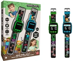 Kids Licensing KIDS Minecraft 2x Walkie Talkie Krótkofalówka + Laikrodis Na Rękę 2w1 Dla Dzieci / Min40165 (SB12384)