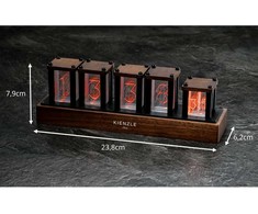 Bresser KIENZLE LED Nixie stalinis laikrodis – 1600 spalvų, medžio akcentai