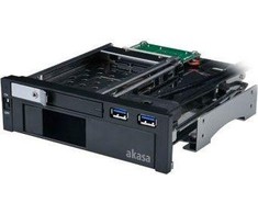 Akasa 5,25 colio lizdas, skirtas 1x 3,5" ir 1x 2,5" plius 2x USB 3.0