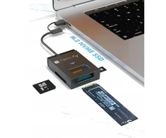 Techly USB-A/C konverteris NVMe/SATA M.2 diskams su SD/TF skaitytuvu