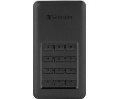 Kietasis diskas SSD išorinis Verbatim Store N Go Secure, 53402, 256 GB, juodas, šifruotas, su skaičių klaviatūra, USB-C jungtimi, 2,5", USB-C, R