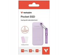Kietasis diskas External Drive Verbatim Pocket SSD 1TB USB-C 3.2 gen.2 baltas-violetinė 32322