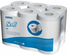 Kimberly-Clark Scott Essential – Tualetinis popierius mažuose rulonuose, 2 sluoksnių, baltas – 600 lapų