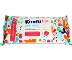 Drėgnos servetėlės Kindii Fun Antibacterial Wipes, 60 vnt
