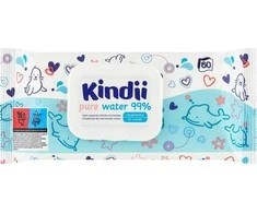 Kindii Kindi Pure Vanduo 99% valomosios servetėlės kūdikiams ir vaikams 1pak.-60vnt.