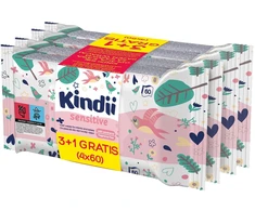 KINDII Sensitive Cleansing servetėlės kūdikiams ir vaikams 3+1 nemokamai