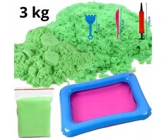 Kinetinis smėlis su formelėmis 3kg žalias