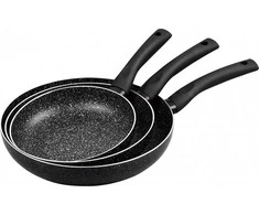King Hoff Patelni Aliumininės keptuvės, 3 vnt. rinkinys, juodo marmuro, 20/24/28 cm skersmens, „Kinghoff“