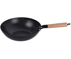 King Hoff Keptuvė Wok keptuvė 30 cm, anglinio plieno, marmurinė nelimpanti danga, medinė rankena, kinghoff, kh-1983