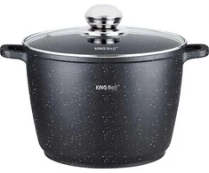 King Hoff Puodas Puodas su marmurine danga, 24 cm skersmens, 6,2 l talpos, juodas, „Kinghoff“