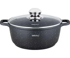 King Hoff Puodas Puodas su marmurine danga, 22 cm skersmens, 3,3 l talpos, juodas, „Kinghoff“