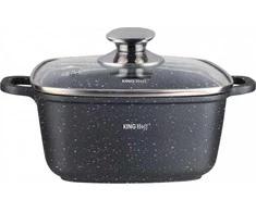 King Hoff Puodas „Kinghoff“ marmuru dengtas puodas, 4,4 l, juodas