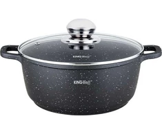 King Hoff Puodas Puodas su marmurine danga, 16 cm skersmens, 1,3 l, juodas, „Kinghoff“