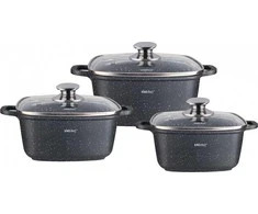 King Hoff Rinkinys 6 puodų rinkinys, plienas, skersmuo 20x20x8cm - 2,8l, skersmuo 24x24x10cm - 4,4l, skersmuo 28x28x11cm - 6,5l, Kinghoff