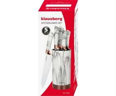 King Hoff Noze Virtuviniai peiliai stove, balti, su rudu raštu, 5 vnt. rinkinys, Klausberg, kb-7800