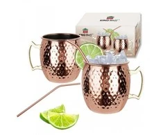 Zestaw Rinkinys „Moscow Mule“ puodelių rinkinys, 2 × 500 ml, 2 šiaudeliai, „Kinghoff“