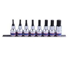 KING TONY SET 3/8 "HEX SOCETS 8 vnt. H3 - H12, CHROME, ANT bėgelio