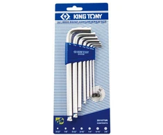 LYDINIŲ RINKINYS KING TONY 1130M - HEX SU RUTUULIU ILGUS 2,5 - 10mm 7 vnt. PLASTIKO LAIKIKLIUJE