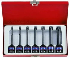 KING TONY 1/2 "TORX IMPACT SOCETS 7 vnt. LONG T25 - T60, KASETĖ