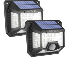 Sieninis šviestuvas Blitzwolf Išorinė Somoreal LED saulės lempa SM-OLT3 su prieblandos ir judesio jutikliu 1200mAh 2vnt