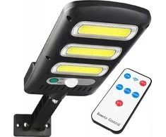 Sieninis šviestuvas LTC Saulės šviestuvas LTC 3 x LED COB 24 W, 1800 lm, judesio ir prieblandos jutiklis, 1800 mAh baterija, pultelis.