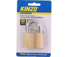 Kinzo - 50 mm žalvarinė pakabinama spyna su trimis raktais