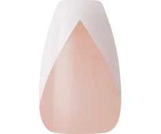 KISS Dirbtiniai nagai su klijais Classy Nails, Šilkinė suknelė, Balta, Vidutinis karstas