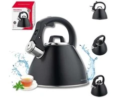 Virdulys, Plieninis virdulys 2,5 l matinės juodos spalvos su minkšta rankena, Klausberg kb-7952