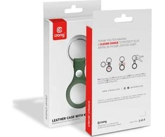 Crong Odinis dėklas with Key Ring - Leather protective case key ring for Apple AirTag Žalias