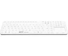 Klaviatūra Gett GETT GCQ Cleantype Prime Panel+ Silikonowa klaviatūra Montuojama su podświetleniem, touchpadem i blokiem NUM IP65 USB Kolor: balta Układ: DE