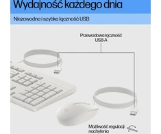 Klaviatūra ir pelė HP 225 Rinkinys Klaviatūra su pele 100% full size USB QWERTZ niemiecki Cashmere Baltas