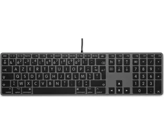 Klaviatūra LMP didelio šrifto USB klaviatūra 110 klavišų laidinė USB klaviatūra su 2x USB ir aliuminio viršutiniu dangteliu - prancūziška AZERTY - pilka erdvė