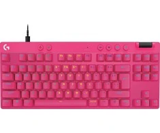 Klaviatūra žaidimams Logitech G Pro X TKL Rapid Magenta su laidu magnetyczno-analogowe su pašvietimu rožinė