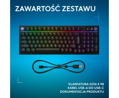 Klaviatūra žaidimai Logitech G316 X 98 laidinis mechaninis backlit juoda