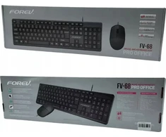 Klaviatūra ir pelė . FOREV Klaviatūra su laidu + PELĖ Rinkinys Juoda FV-68