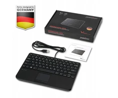 Klaviatūra Perixx PERIBOARD-525 DE B Mini-USB-klaviatūra su touchpadem juoda