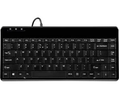 Klaviatūra Perixx Perixx PERIBOARD-409 H, DE, Mini USB klaviatūra, 2 šakotuvai, juoda