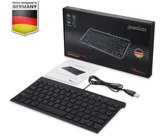 Klaviatūra Perixx Perixx PERIBOARD-429 DE, su laidu, USB mini klaviatūra su pašvietimu, juodas