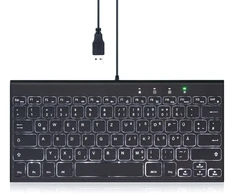 Klaviatūra Perixx Perixx PERIBOARD-429 DE, su laidu, USB mini klaviatūra su pašvietimu, juodas