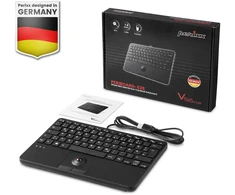 Klaviatūra Perixx Perixx PERIBOARD-526 H EN, su laidu mini USB klaviatūra, trackball, USB hub