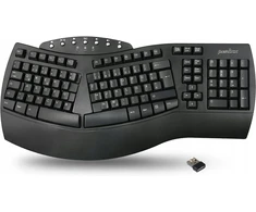 Klaviatūra Perixx Perixx PERIBOARD-612B DE, ergonomiška klaviatūra, dviejų režimų, belaidė / „Bluetooth“, „Windows“ / „Mac“, juoda
