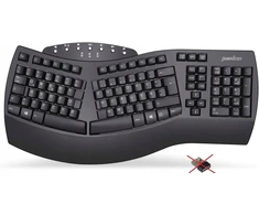 Klaviatūra Perixx Perixx PERIBOARD-612B DE, ergonomiška klaviatūra, dviejų režimų, belaidė / „Bluetooth“, „Windows“ / „Mac“, juoda