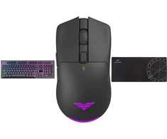PREYON klaviatūra PREYON SILENT CLAW ruda klaviatūra + PREYON Owl belaidė pelė + PREYON Falcon Speed XL pelės kilimėlis