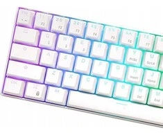 Royal Kludge RK61 TKL Klaviatūra | 60%, „Hot-swap“, rudi jungikliai, JAV, balta