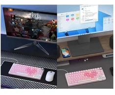 Klaviatūra Royal Kludge R75 Rožinė Melody Klaviatūra žaidimams rusvai gelsvas Switch