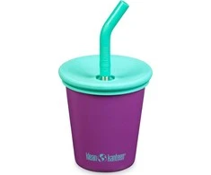 Klean Kanteen Kid Kanteen Kid plieno puodelis (vaikiškas šiaudinis dangtelis), 296 ml / 10 uncijų, putojantis vynuogis