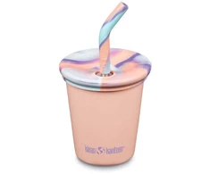 Klean Kanteen Kid Kanteen vaikiškas plieno puodelis (vaikiškas dangtelis su šiaudeliu), 296ml/10oz, Super Sonic